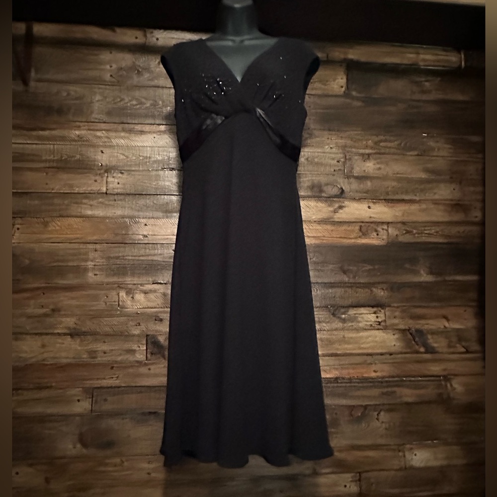 SL Fashions Black Midi Dress with Embellished Bodice